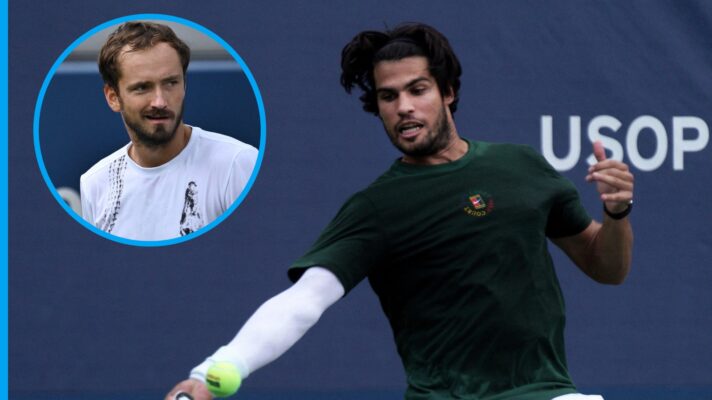 Daniil Medvedev and carlos alcaraz at the us open injury