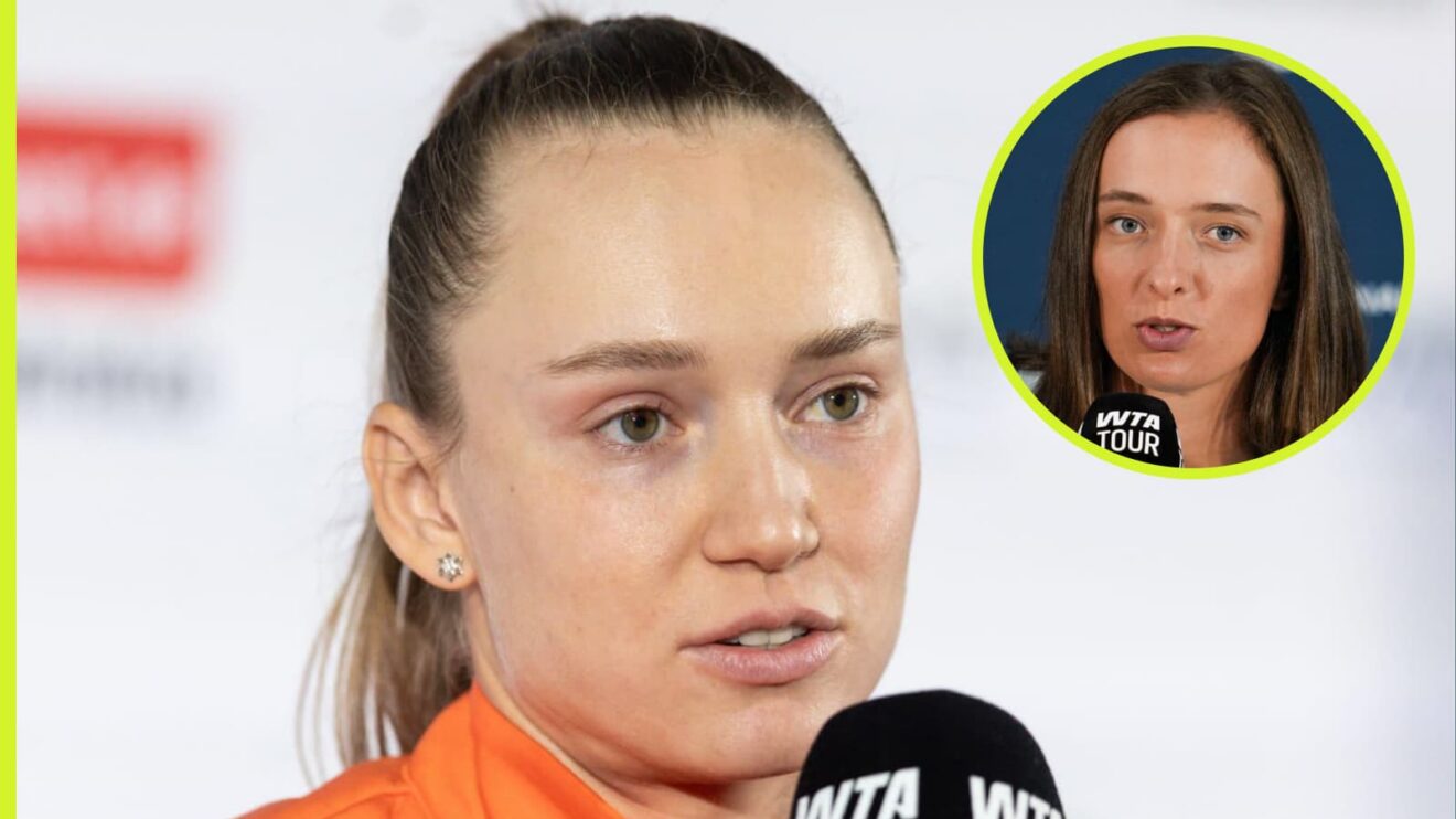 Elena Rybakina and Iga Swiatek inset