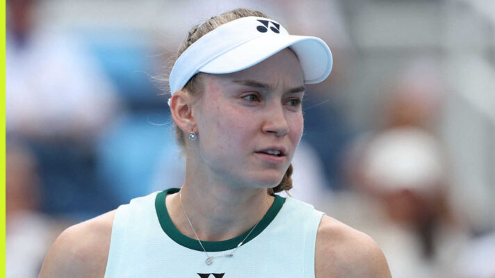 Pictured: Elena Rybakina during a match