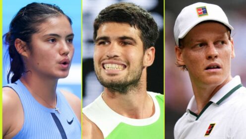 Emma Raducanu, Carlos Alcaraz and Jannik Sinner