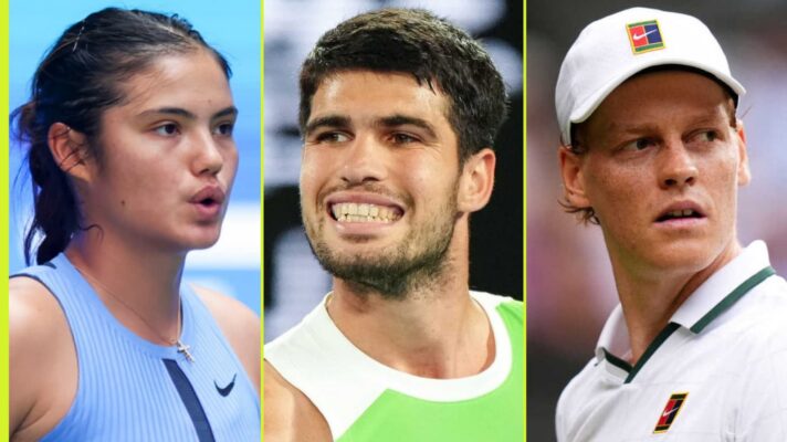 Emma Raducanu, Carlos Alcaraz and Jannik Sinner