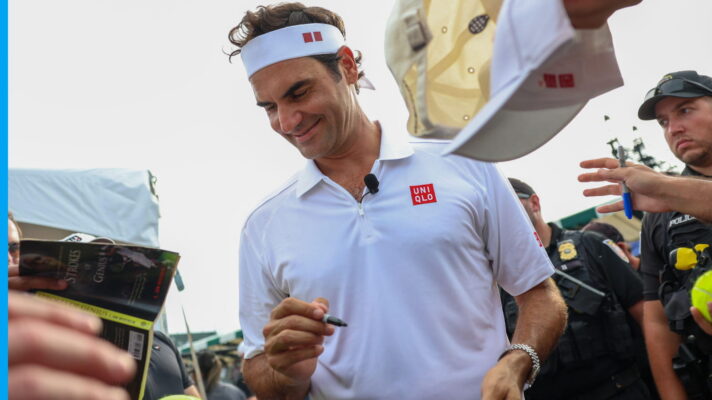 Roger Federer greets his fans