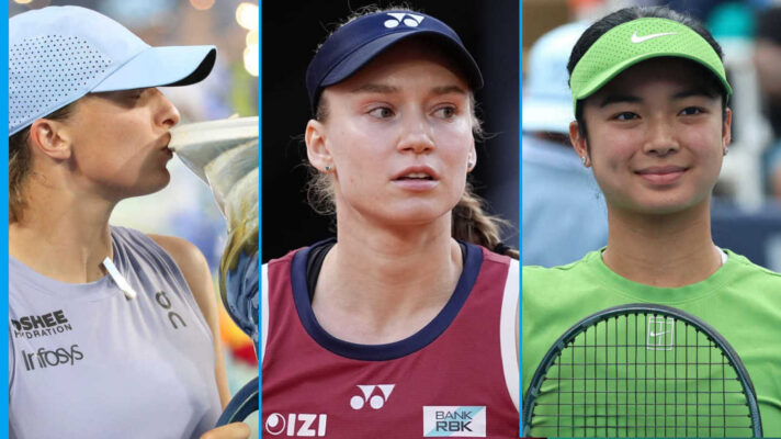 Pictured: Iga Swiatek, Elena Rybakina and Alex Eala