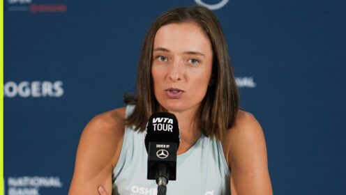 Iga Swiatek attends a press conference