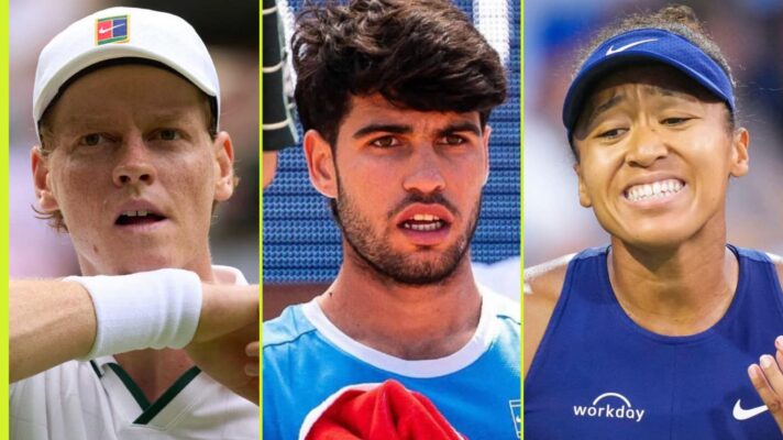 Jannik Sinner, Carlos Alcaraz and Naomi Osaka