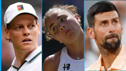 Pictured: Jannik Sinner, Jasmine Paolini and Novak Djokovic