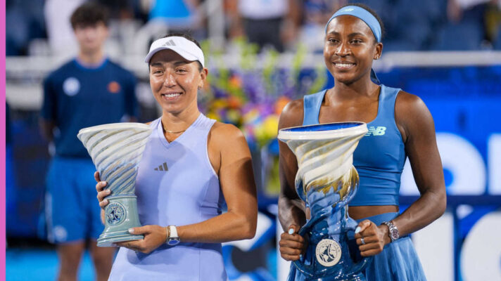 Pictured: Jessica Pegula and Coco Gauff with Cincinnati Open trophies