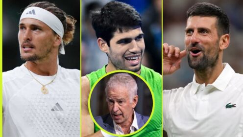 John McEnroe, Alexander Zverev, Novak Djokovic and Carlos Alcaraz