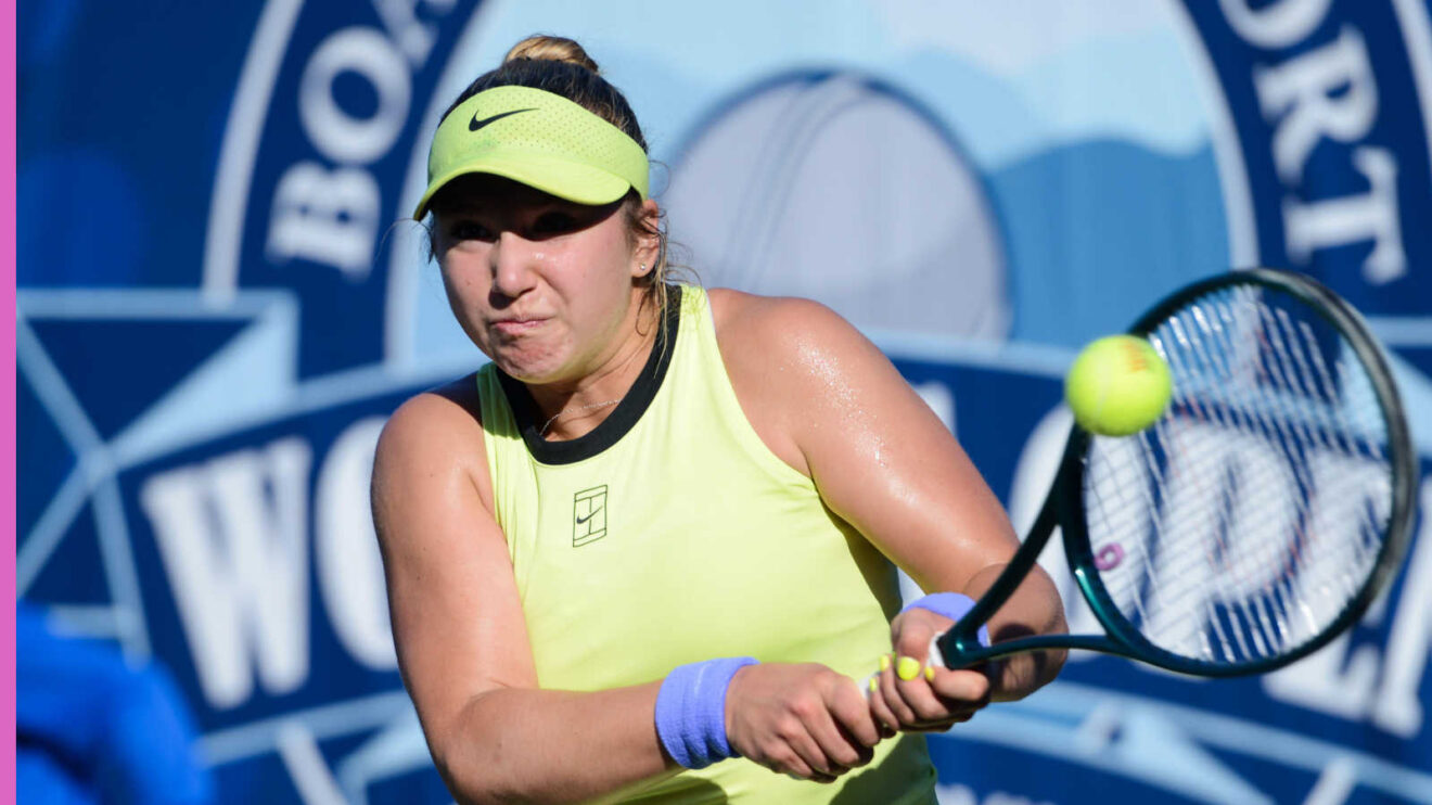 Pictured: Kristina Liutova plays a shot