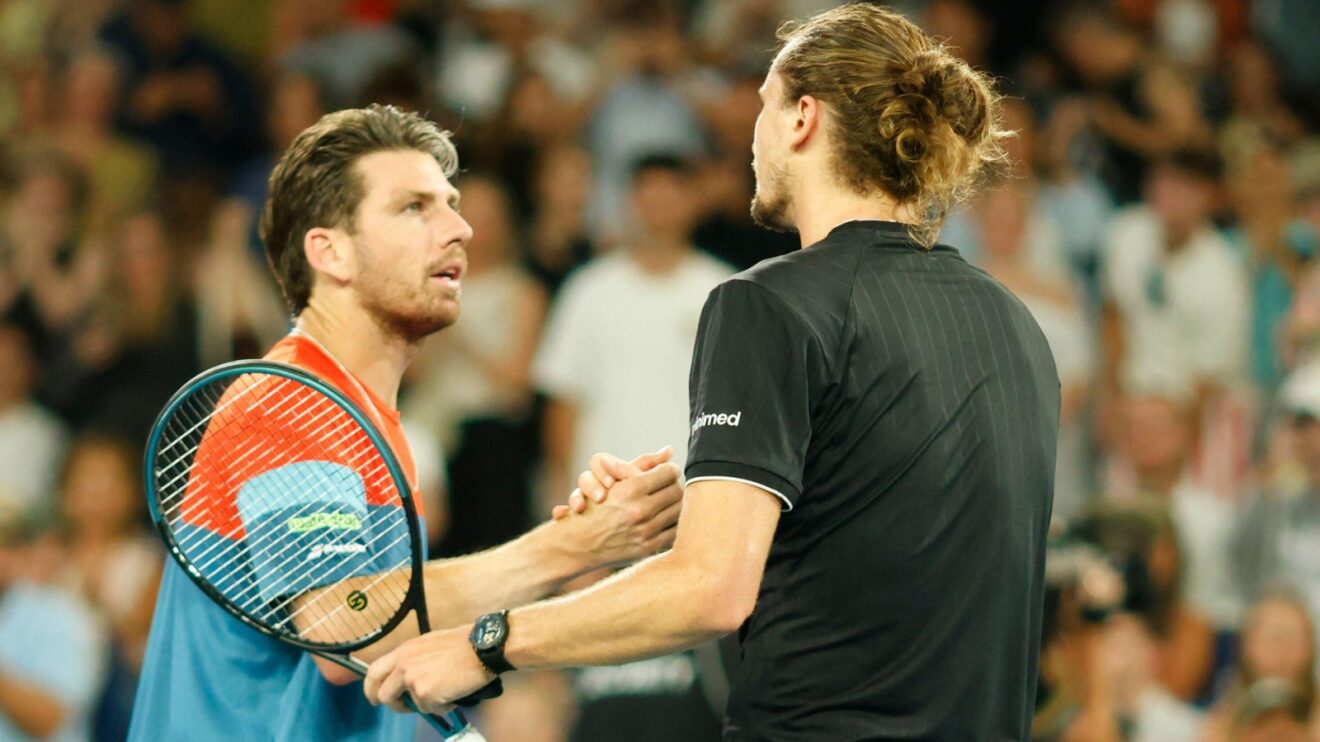 Cameron Norrie and Alexander Zverev at the net