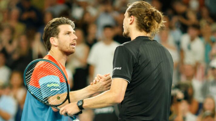 Cameron Norrie and Alexander Zverev at the net