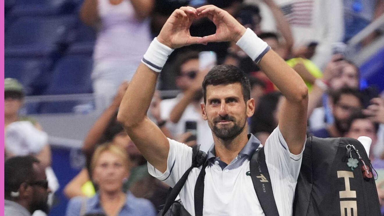 Pictured: Novak Djokovic waves to the crowd after his match
