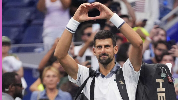 Pictured: Novak Djokovic waves to the crowd after his match