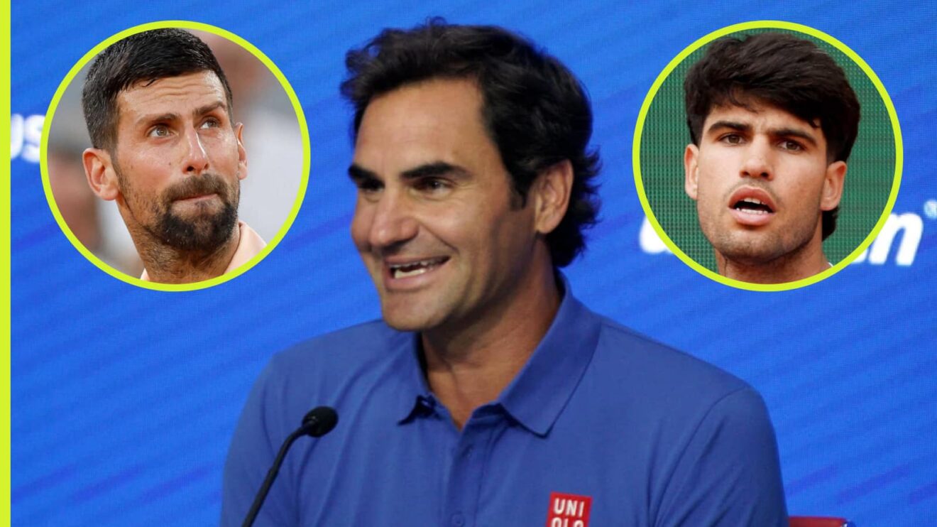 Roger Federer, Novak Djokovic and Carlos Alcaraz