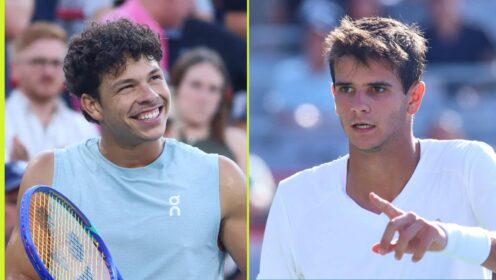 Pictured: Ben Shelton and Rafael Jodar at the Canadian Open