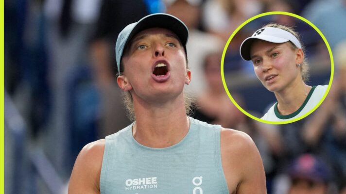 Pictured: Iga Swiatek celebrates beating Elena Rybakina in Toronto