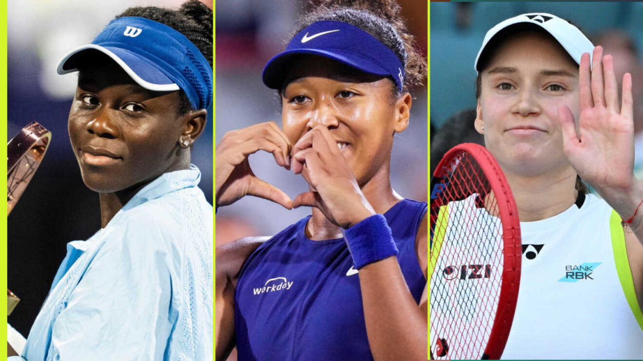 Pictured: Victoria Mboko, Naomi Osaka and Elena Rybakina
