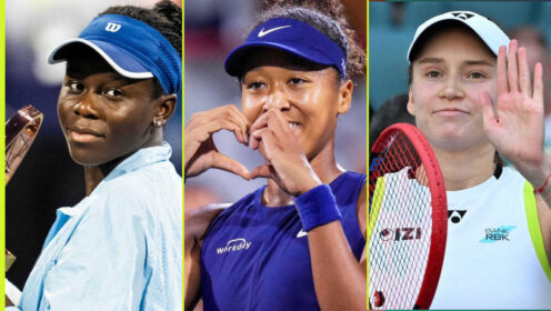 Pictured: Victoria Mboko, Naomi Osaka and Elena Rybakina