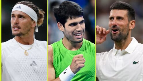 Alexander Zverev, Carlos Alcaraz and Novak Djokovic
