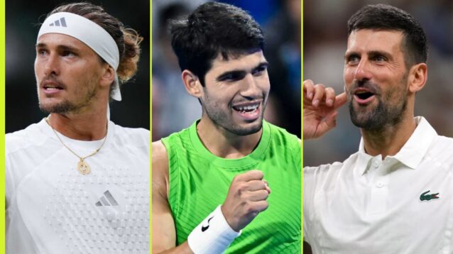 Alexander Zverev, Carlos Alcaraz and Novak Djokovic