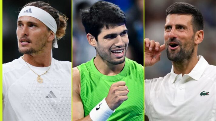 Alexander Zverev, Carlos Alcaraz and Novak Djokovic