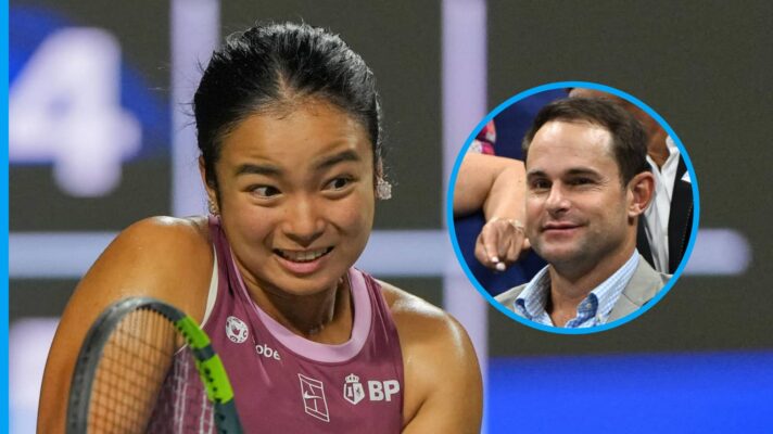 Pictured: Alex Eala at the Canadian Open, with a smiling Andy Roddick (inset)