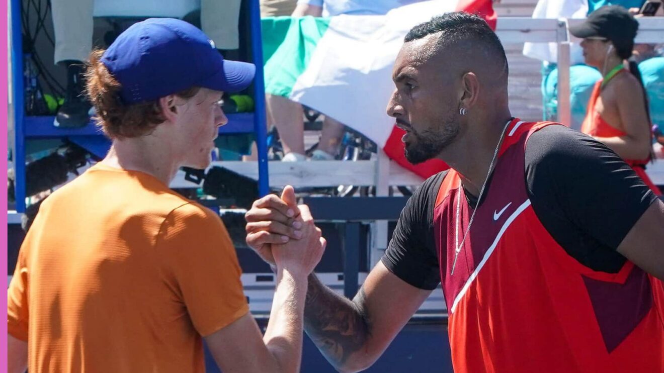 Pictured: Jannik Sinner shakes hands with Nick Kyrgios