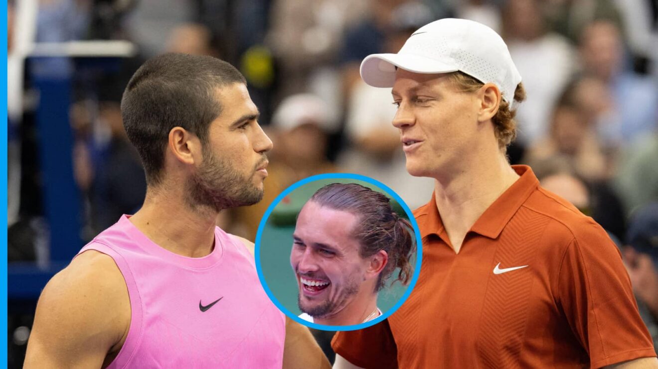 Pictured: Carlos Alcaraz and Jannik Sinner, with 2026 US Open champion Alexander Zverev (inset)