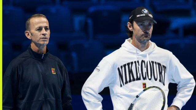 Pictured: Samuel Lopez and Carlos Alcaraz's former coach Juan Carlos Ferrero