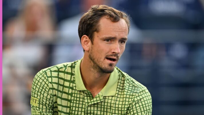 Pictured: Daniil Medvedev in action in Dubai