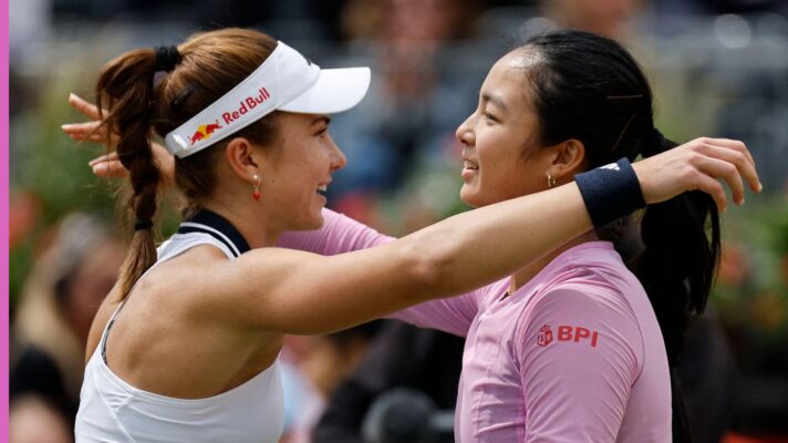 Pictured: Iva Jovic embraces Alex Eala