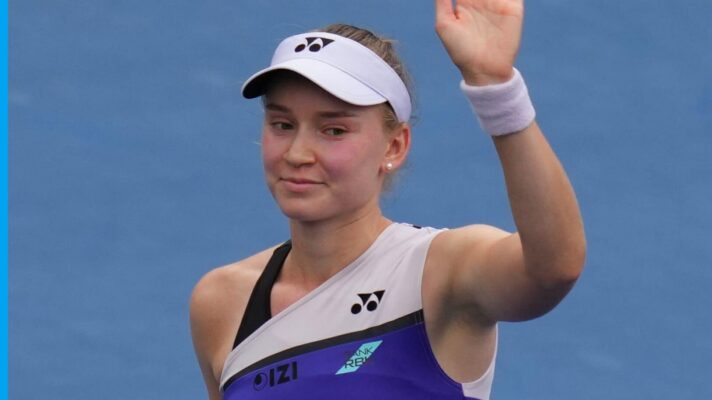 Pictured: Elena Rybakina after winning her first round US Open match