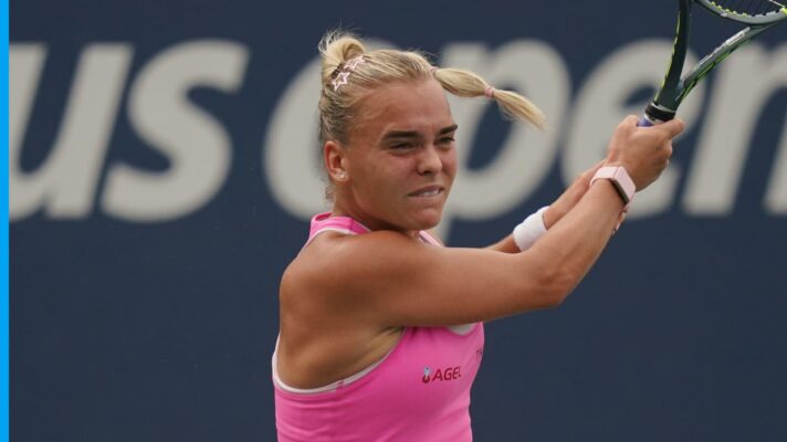 Pictured: Sára Bejlek in US Open action