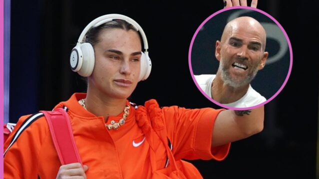 Pictured: Aryna Sabalenka and Adrian Mannarino (inset) at the US Open