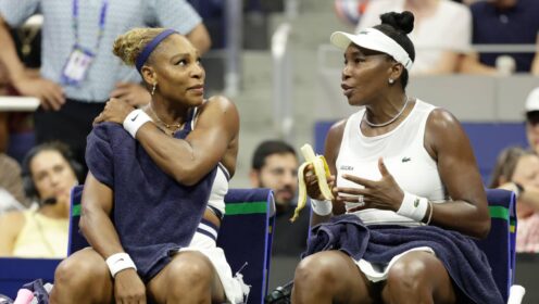 Pictured: Serena and Venus Williams in US Open action