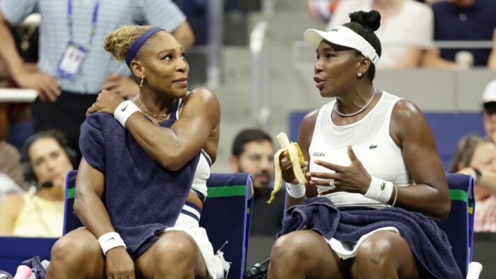 Pictured: Serena and Venus Williams in US Open action