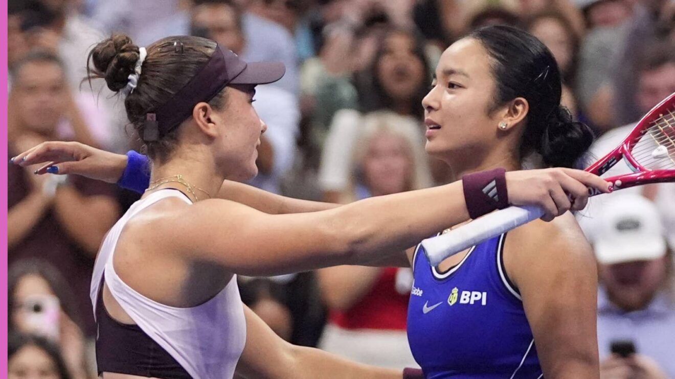 Pictured: Iva Jovic and Alex Eala hug after their US Open match