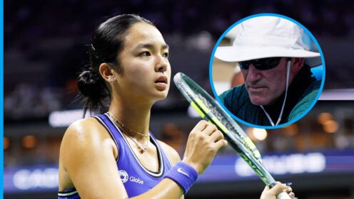 Pictured: Alex Eala at the US Open, with Brad Gilbert (inset)