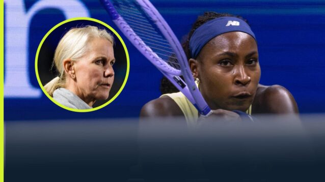 Pictured: Rennae Stubbs (inset) with Coco Gauff