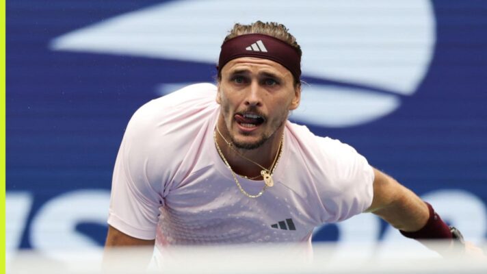 Pictured: Alexander Zverev serves at the US Open
