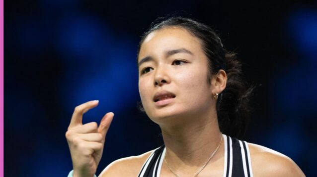 Pictured: Alex Eala in action at the Singapore Open