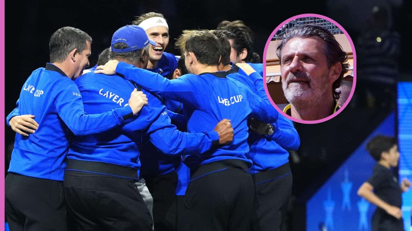 Pictured: Team Europe win the 2026 Laver Cup, with Patrick Mouratoglou (inset)