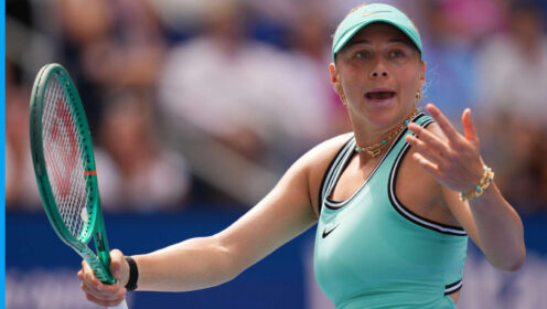 Pictured: A frustrated Amanda Anisimova