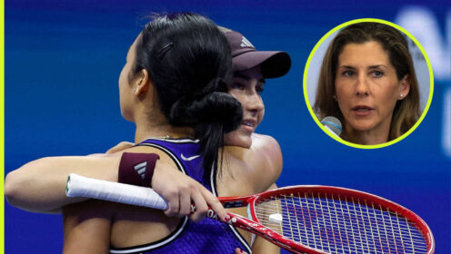 Pictured: Alex Eala and Iva Jovic with inset of Monica Seles