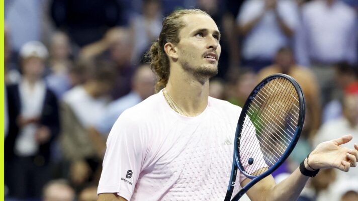 Alexander Zverev after his victory in the US Open quarter final against Botic van de Zandschulp.