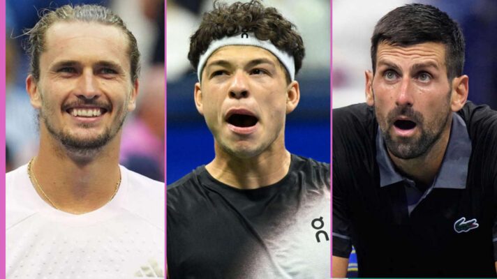 Pictured: Alexander Zverev, Ben Shelton and Novak Djokovic