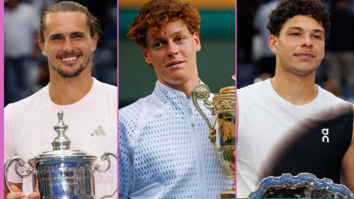 Pictured: Alexander Zverev, Jannik Sinner and Ben Shelton