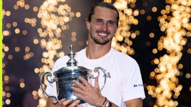 Pictured: Alexander Zverev with the US Open trophy