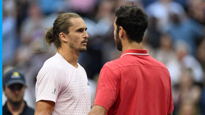 Pictured: Alexander Zverev and Karen Khachanov after their match