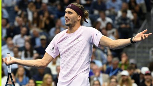 Alexander Zverev reacts at the US Open